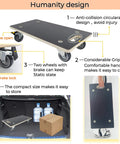 Heavy duty wood furniture dolly set of 2 with 4 wheels, 2200 lb static load capacity, anti-collision design and soft rubber casters with brakes