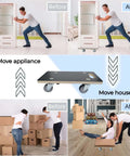 Heavy duty wood furniture moving dolly set of 2 with 17.32 x 9.06 inch phenolic resin platform in use for moving furniture and appliances