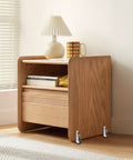 Wooden nightstand with 0.9 Inch Low Profile Caster Wheels Set Of 4 Long Frame Rigid Casters For Furniture DIY Small Fixed Caster Wheels.