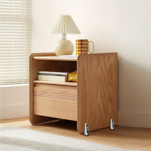 Wooden nightstand with 0.9 Inch Low Profile Caster Wheels Set Of 4 Long Frame Rigid Casters For Furniture DIY Small Fixed Caster Wheels.