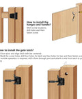 Installation guide for Beefy Wood Gate Hardware Kit With 3-1/2 Inch T Hinges, Heavy Duty Gate Latch, and Decorative Gate Handle.