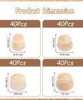 Round Wood Hole Plugs Set For Furniture And Woodworking In Four Sizes 3/16, 5/16, 3/8, 1/2 inch dimensions shown with 40 pieces each size.