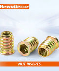 Three Eighths Inch Threaded Wood Inserts For Furniture Nutserts With Hex Drive Sixteen Threads Per Inch Twenty Five Millimeter Length Heavy Duty Zinc Plated Carbon Steel Easy Install Pack Of Fifteen
