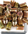40 Piece Set Of 1 Quarter Inch 20 Threaded Wood Inserts And Furniture Screws For Wood Furniture With Hex Socket Drive 15 Millimeter Length Carbon Steel Durable Fasteners With Hex Spanner By Anwenk.