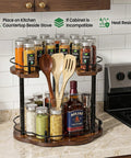 12 Inch Wood Lazy Susan Organizer for Cabinet With Double Layer Rotating Design and Plum Blossom Shape on kitchen counter