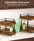 Two Tier Wood Lazy Susan Spice Rack Organizer With 360 Degree Rotating Turntable for Cabinet Pantry and Countertop Adjustable Height