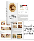 User manual for Wood and Leather Pyrography Pen Set with woodburning tips and design examples.