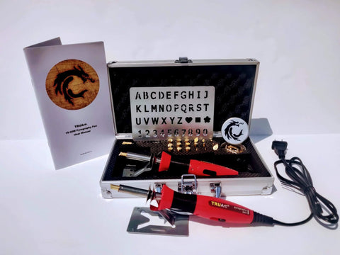 Wood and Leather Pyrography Pen Set - Best Woodburning and Leather Crafts Burner Tool Kit - 35 Different Tips, aluminum case