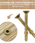 Wood To Metal Self Tapping Screws Size 10 One And Five Eighths Inch Pack Of 130 Reamer Tek Torx Star Head detail