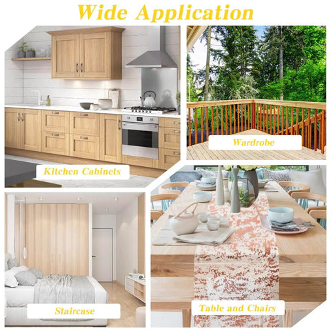 Kitchen cabinets, outdoor wardrobe, staircase, table and chairs showcasing 200 Pack Three Eighth Inch Wood Plugs For Screw Holes