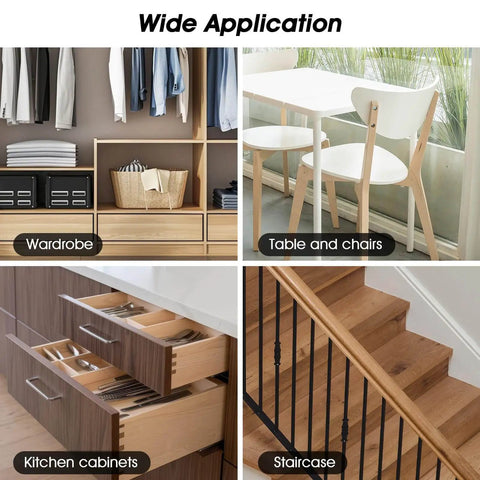 Image showing the wide application of the 120 Piece Wood Plug Set For Screw Holes With Mushroom Head Shape in furniture settings.