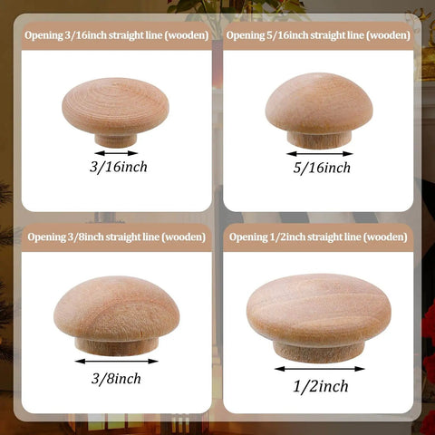 Wood Plugs Set in 4 Sizes for DIY Furniture Repair and Cabinet Gaps 120 Pieces Hardwood Hole Plugs Button Stoppers for Smooth Finishes