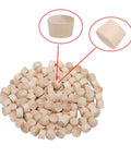 200 Pcs 3/16 Inch Wood Plugs For Furniture Repair And Hidden Fasteners shown in a pile, highlighting individual plug details.