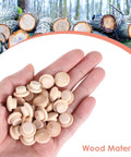 Hand holding 200 Pcs Three Eighths Inch Wood Plugs For Screw Holes Mushroom Button Round Head Covers Hardwood Hole Plugs