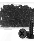 Fixlink Wood Screws Size 6 Half Inch Flat Head Phillips Self Tapping Carbon Steel Black 135 Pack in box