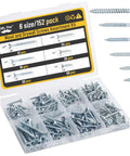 Wood Screws Assortment Kit 152 Pcs Silver Phillips Screws in 6 Sizes Half Inch to Two Inches for Outdoor Projects in case