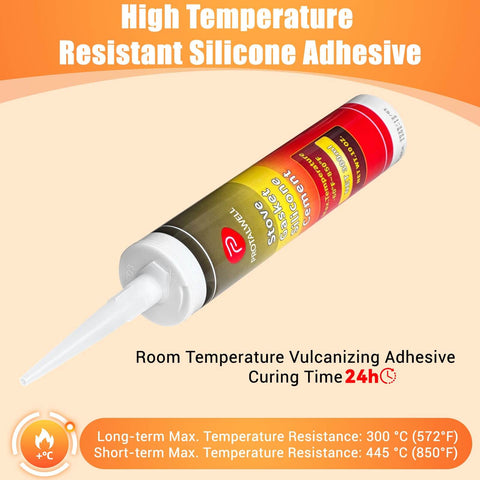 Wood Stove Door Gasket Cement High Temp RTV Silicone Adhesive Up To 850F For Fiberglass Gasket Rope Seals Sealant For Wood Stoves