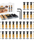 Pro Grade 1/4-20 Wood Threaded Insert Kit With 30 Inserts, 30 Screws, 30 Washers, And 2 Hex Keys For Woodworking DIY Projects And Furniture Repair, Heavy Duty Carbon Steel.