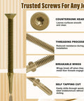 Heavy-Duty 14 By 3 1/4 Inch Self-Drilling Wood To Metal Screws With Torx Star Head T30, shown with features and close-up views