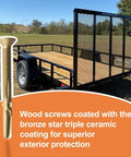 Beefy Heavy Duty Self Drilling Wood To Metal Screws With Torx Star Drive Fourteen By Two And Five Eighths Inch Reamer Tek Screws Bronze Star Triple Coat For Decks And Hardwood Or Softwood No Pre Drill Required 50 Piece Pack shown with trailer.