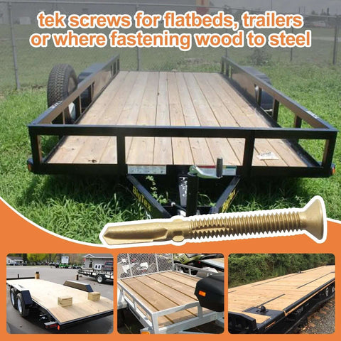 Beefy Heavy Duty Self Drilling Wood To Metal Screws With Torx Star Drive Fourteen By Two And Five Eighths Inch Reamer Tek Screws Bronze Star Triple Coat for trailer fastening