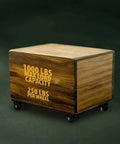 Wooden box on 2 Inch Heavy Duty Polyurethane Caster Wheels Rigid Fixed Non Swivel Industrial Grade Solid Low Profile