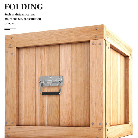 Wooden box with heavy duty stainless steel folding spring handle 110mm for toolbox chest and industrial equipment.
