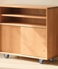 Wooden cabinet on 1.5 Inch Plate Swivel Caster Wheels Set Of 4 With Quiet Rubber Wheels And Locking Brakes, 220 Lbs Total Load Capacity