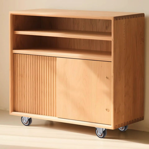 Wooden cabinet on 1.5 Inch Plate Swivel Caster Wheels Set Of 4 With Quiet Rubber Wheels And Locking Brakes, 220 Lbs Total Load Capacity