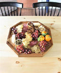 Charcuterie board with meats, cheeses, nuts, and fruits on a 12-inch Lazy Susan Base Only For Glass Granite Or Wood Tables Heavy Duty Aluminium Alloy Rotating Turntable.