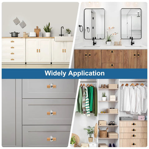 6 Pcs T Bar Wooden Drawer Pulls Beech Wood With Black Finish Single Hole Dresser Knobs installed on various furniture