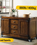 Kitchen cart with 2 Inch Swivel Caster Wheels Set of 4 Heavy Duty Twin Wheel Casters with Total Lock Design, 880 lbs capacity.