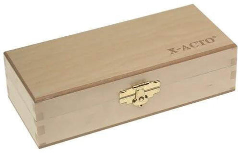 Wooden storage chest for Basic Knife Set With Three Knives And Ten Blades In A 14 Piece Sturdy Wooden Storage Chest For Lightweight Precision Cutting
