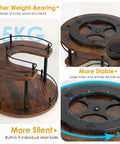 Two Tier Wooden Spinning Lazy Susan Spice Rack With U Shape Design For Tall And Short Bottles Adjustable Height 12 Inch