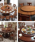 Large 28-Inch Wooden Lazy Susan Turntable for Dining Table Centerpiece with 360 Degree Silent Smooth Rotation for Serving Dishes