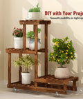 Wooden plant stand on 2 Inch Side Mount Casters Set of 4 Heavy Duty Furniture Wheels, showing smooth mobility for tight spaces.