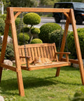 Wooden garden swing with metal chains holding a cat, featuring Long Black Chain Link 1/4" x 19.7 Ft, Heavy Duty Metal Porch Swing Chain for Hanging, Carbon Steel Coil Chains for Outdoor Fence