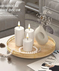 13 Inch Round Wooden Lazy Susan Turntable Organizer with candles and vase for cabinet and pantry storage, dining table decor.