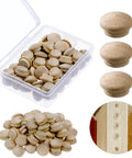 50 Piece Wooden Button Top Screw Hole Plugs For Furniture And Home, Flat Head Wood Cork Cap Hole Covers, Decorative Wood Plugs That Hide Screws