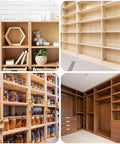 Wooden shelving units showcasing various organizational styles and uses, potential applications for Hardened Steel Dowel Pins One Quarter Inch.