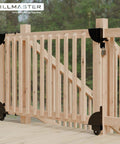 Sliding Gate Kit with Wheel Heavy Duty Fence Gate Frame Hardware on wooden deck with no sag corner brace bracket installed