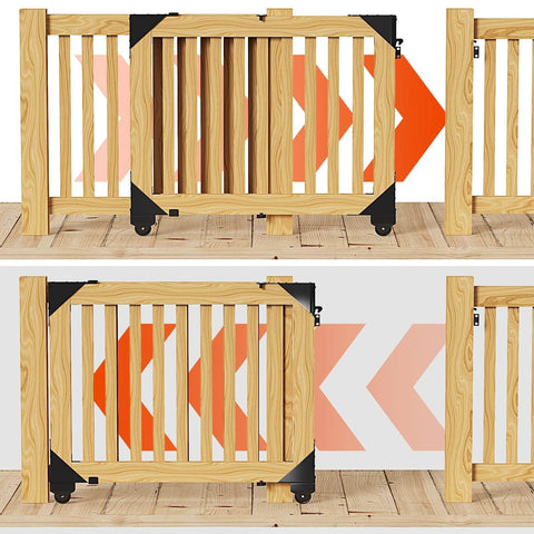 Wooden sliding gate on deck, part of Sliding Gate Hardware Kit, Heavy Duty Slide Gate Kit for Wooden Fence, Deck Gate Outdoor with Latch