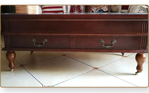 Wooden coffee table with Solid Brass Caster Wheel Set 25mm Diameter 360 Degree Swivel With Screw Fitting Vintage Style