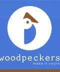 Woodpeckers logo with stylized bird design on blue background