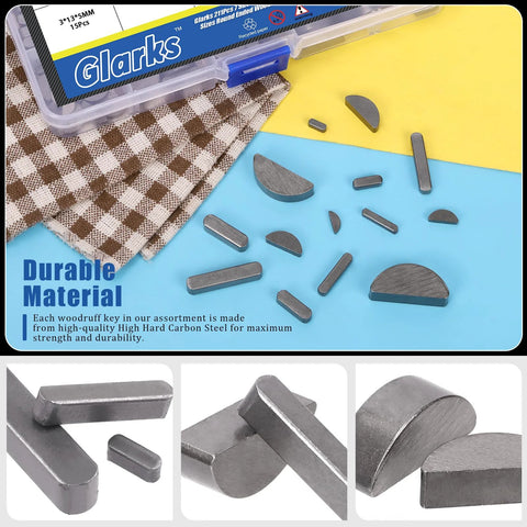 Woodruff Key And Feather Key Assortment Kit With Round Ended Keys 211 Pieces in 15 Sizes Stainless Steel Keystock for fasteners