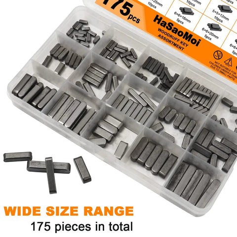 Woodruff Key Stock Set HaSaoMoi 175 Piece Stainless Steel Round Ended Feather Keys Kit with assorted sizes in box