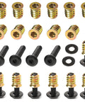 DIY Friendly 30 Piece Woodworking Hardware Set For 1/4-20 Threaded Inserts For Wood 3/5 Inch, 1 Inch Black Oxide Flat Head Bolts, And 30 Washers