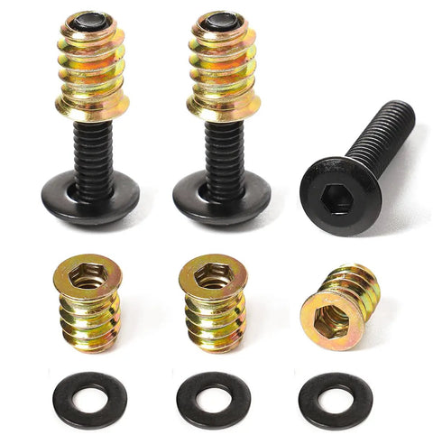 DIY Friendly 30 Piece Woodworking Hardware Set For 1/4-20 Threaded Inserts For Wood 3/5 Inch, 1 Inch Black Oxide Flat Head Bolts, And 30 Washers For Sturdy Furniture Builds Quick Repairs And Upgrade Projects