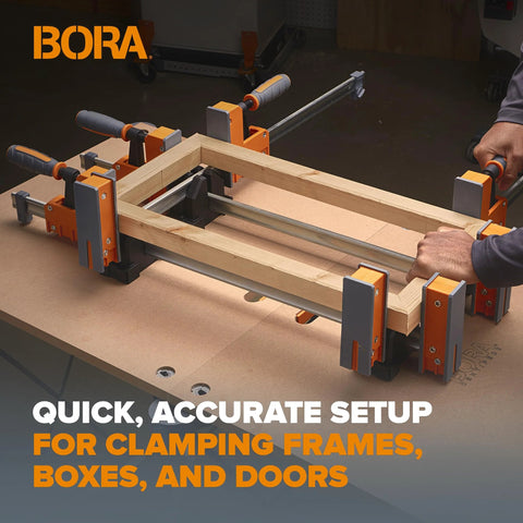 Parallel Clamp Block Set For Woodworking 4 Pack With Dual Channel Design in use on wood frame for clamping and stabilizing.