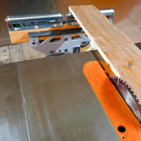 2" Diameter Roller with Bracket Set, 11.8" BF Length, 2-Pack, Heavy Duty 13.8" Total Length used in woodworking setup